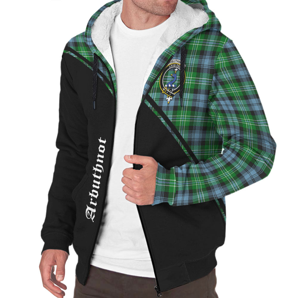 Arbuthnot Ancient Tartan Sherpa Hoodie with Family Crest Curve Style Unisex - Tartanvibesclothing