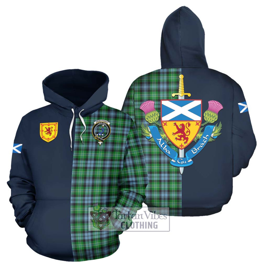 Tartan Vibes Clothing Arbuthnot Ancient Tartan Hoodie with Scottish Lion Royal Arm Half Style