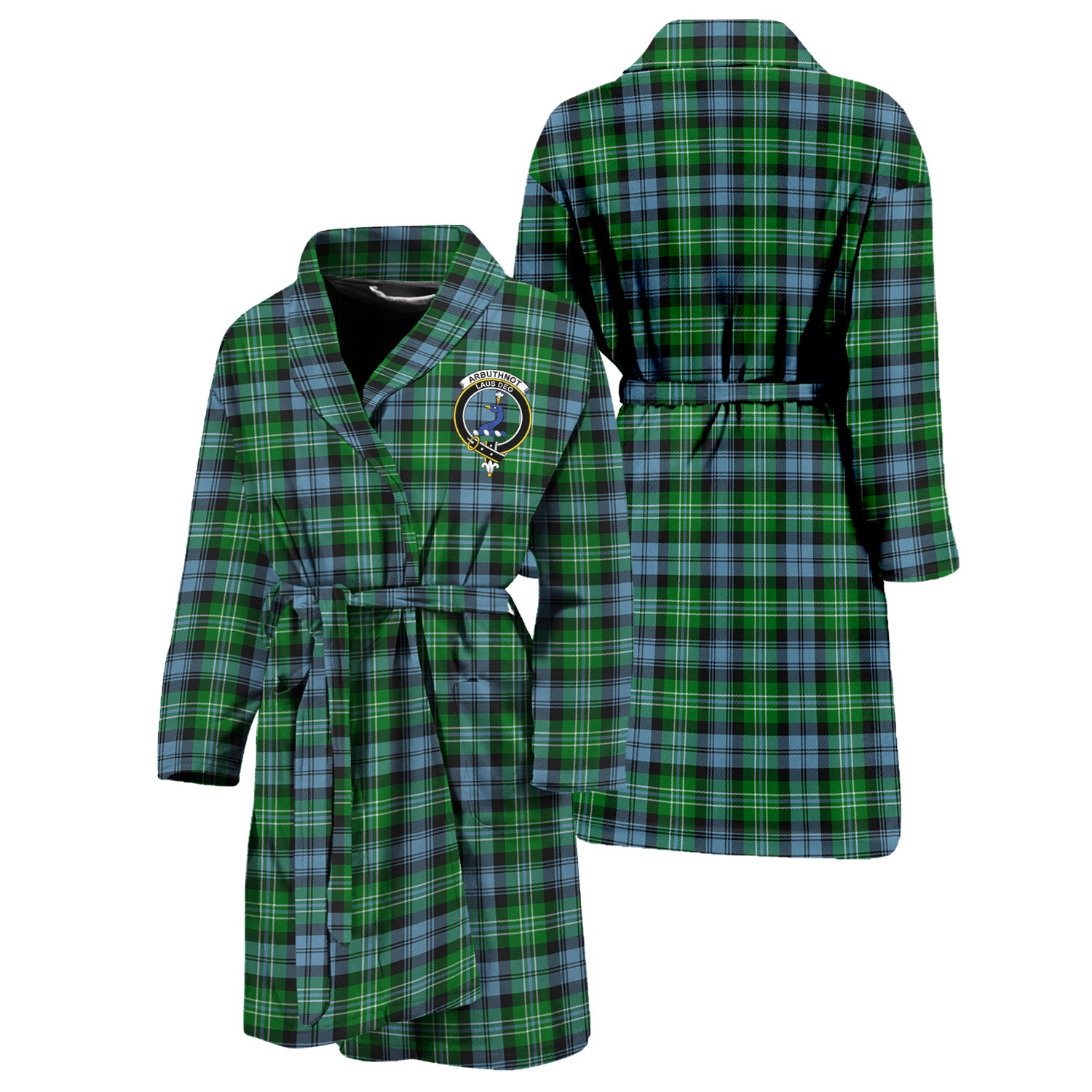 Arbuthnot Ancient Tartan Bathrobe with Family Crest Unisex S - Tartan Vibes Clothing