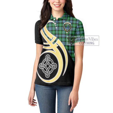 Arbuthnot Ancient Tartan Women's Polo Shirt with Family Crest and Celtic Symbol Style