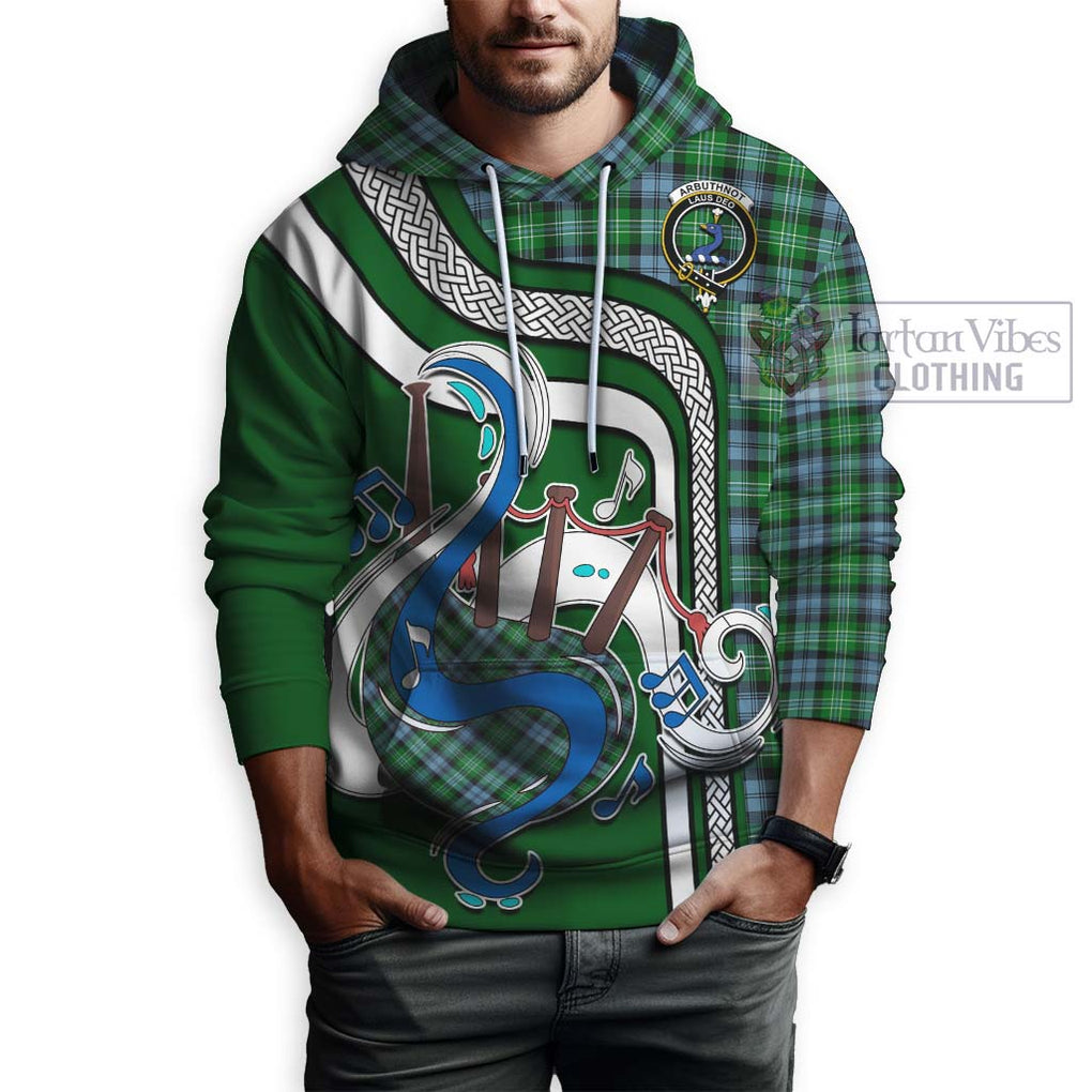 Arbuthnot Ancient Tartan Hoodie with Epic Bagpipe Style Zip Hoodie - Tartanvibesclothing Shop