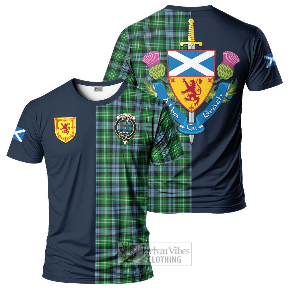 Tartan Vibes Clothing Arbuthnot Ancient Tartan T-Shirt Alba with Scottish Lion Royal Arm Half Style