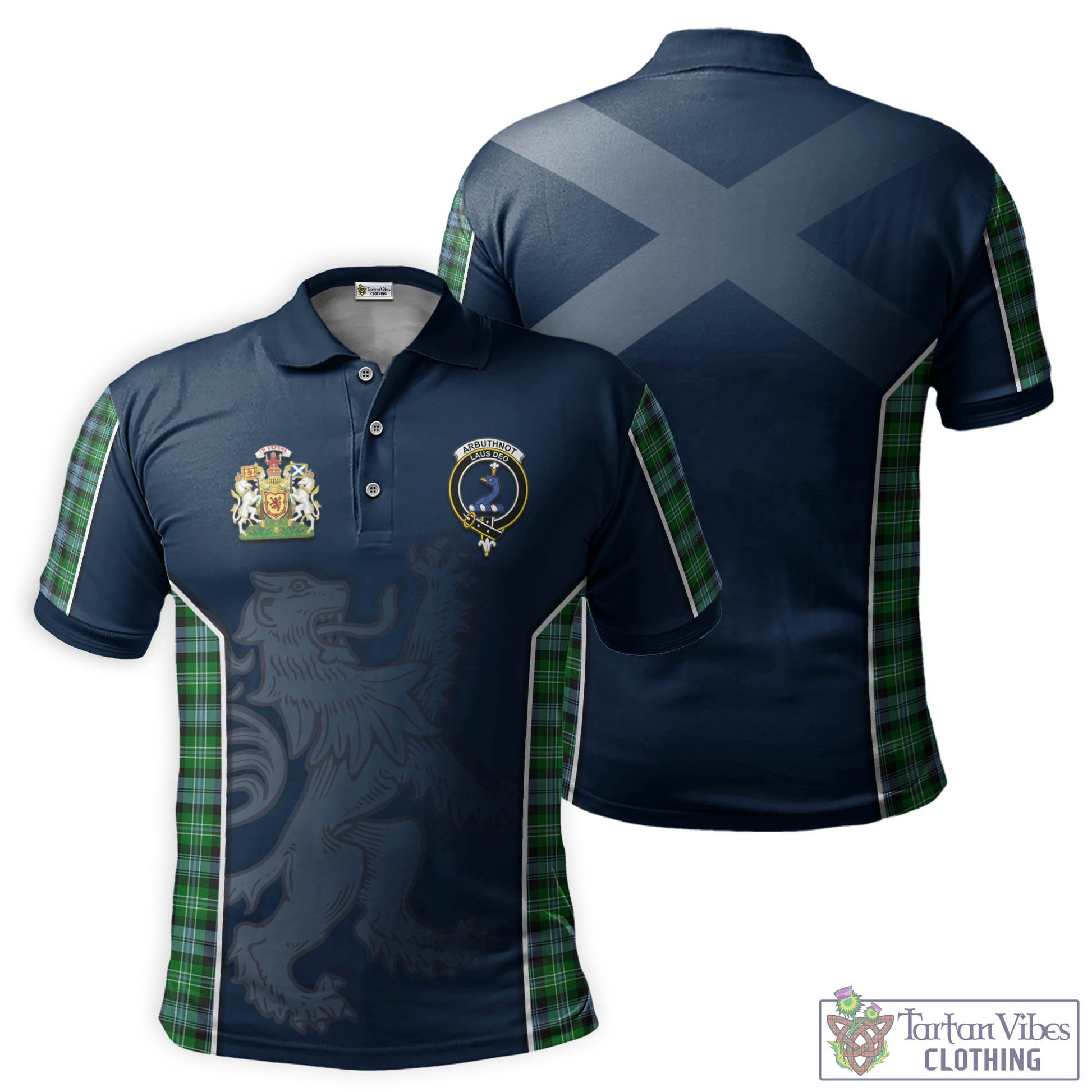 Tartan Vibes Clothing Arbuthnot Ancient Tartan Men's Polo Shirt with Family Crest and Lion Rampant Vibes Sport Style