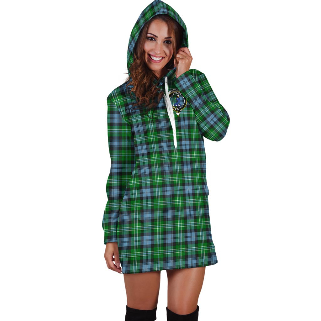 Arbuthnot Ancient Tartan Hoodie Dress with Family Crest - Tartan Vibes Clothing