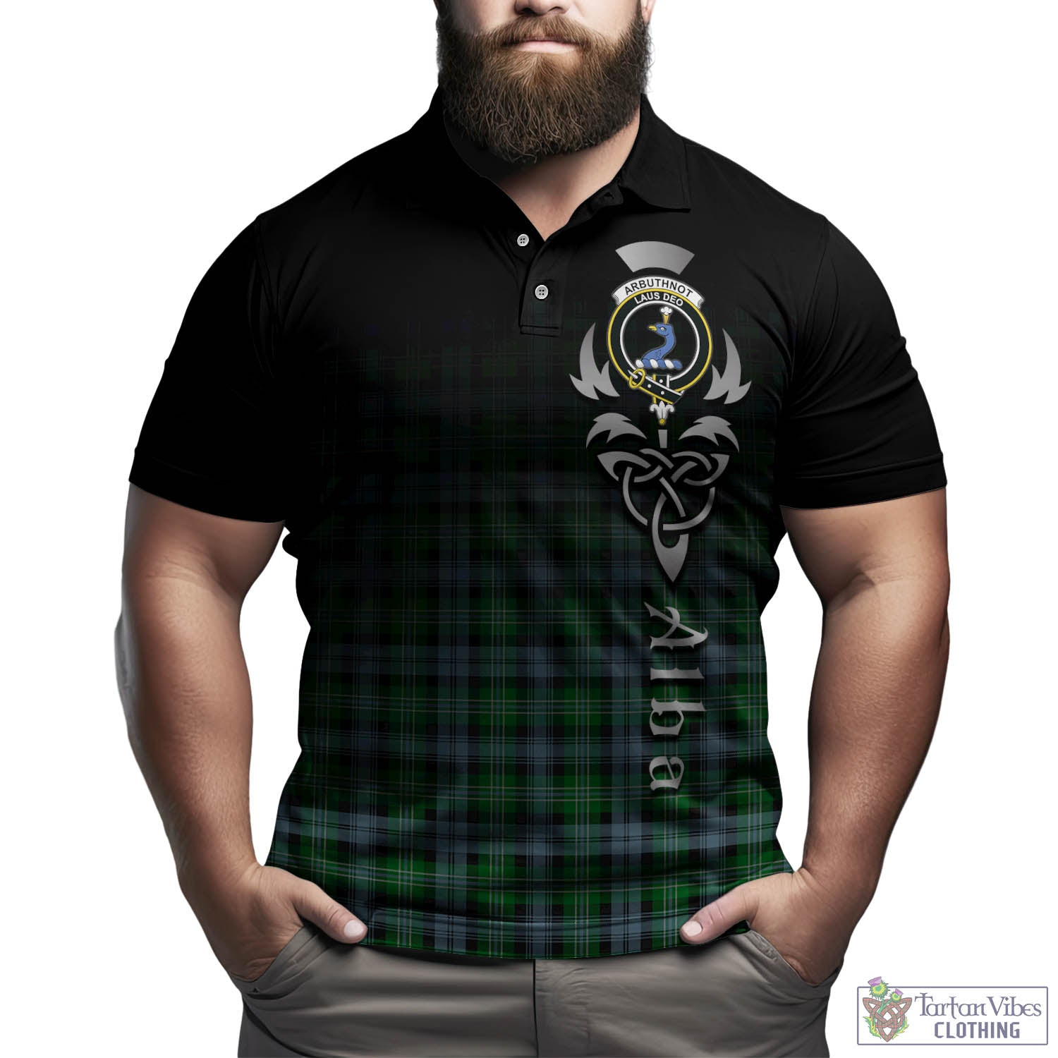 Tartan Vibes Clothing Arbuthnot Ancient Tartan Polo Shirt Featuring Alba Gu Brath Family Crest Celtic Inspired