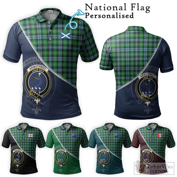 Arbuthnot Ancient Tartan Polo Shirt with Personalised National Flag and Family Crest Half Style