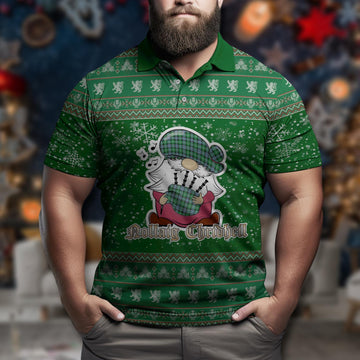 Arbuthnot Ancient Clan Christmas Family Polo Shirt with Funny Gnome Playing Bagpipes