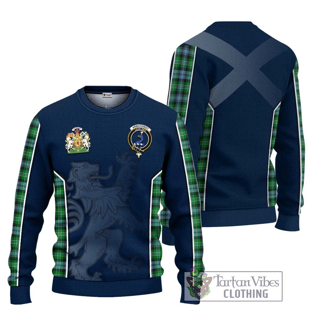 Arbuthnot Ancient Tartan Knitted Sweater with Family Crest and Lion Rampant Vibes Sport Style Unisex - Tartan Vibes Clothing