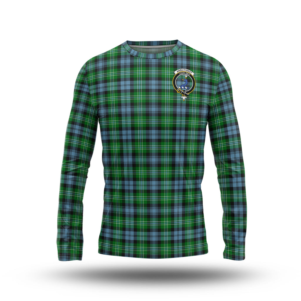 Arbuthnot Ancient Tartan Long Sleeve T-Shirt with Family Crest - Tartanvibesclothing