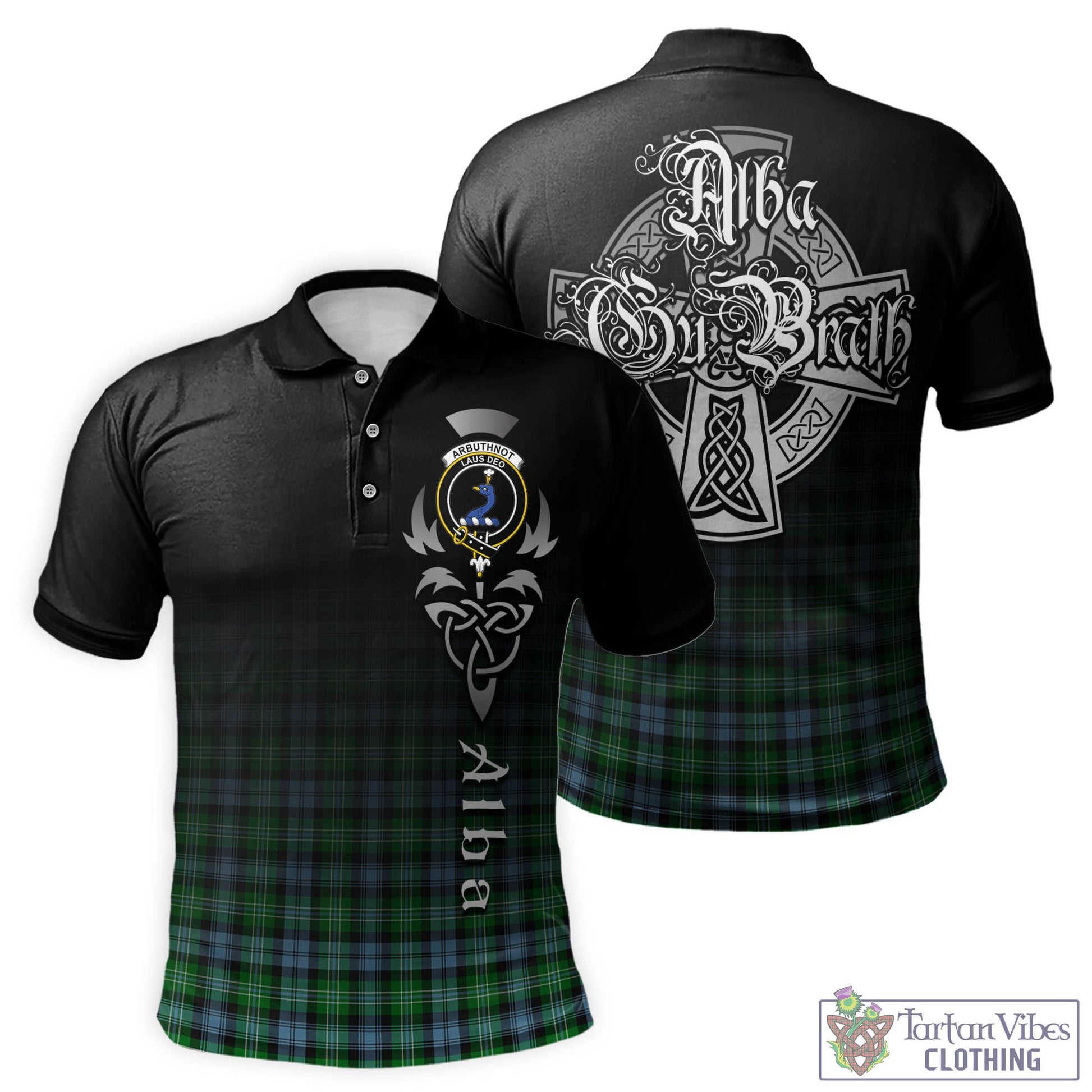 Tartan Vibes Clothing Arbuthnot Ancient Tartan Polo Shirt Featuring Alba Gu Brath Family Crest Celtic Inspired