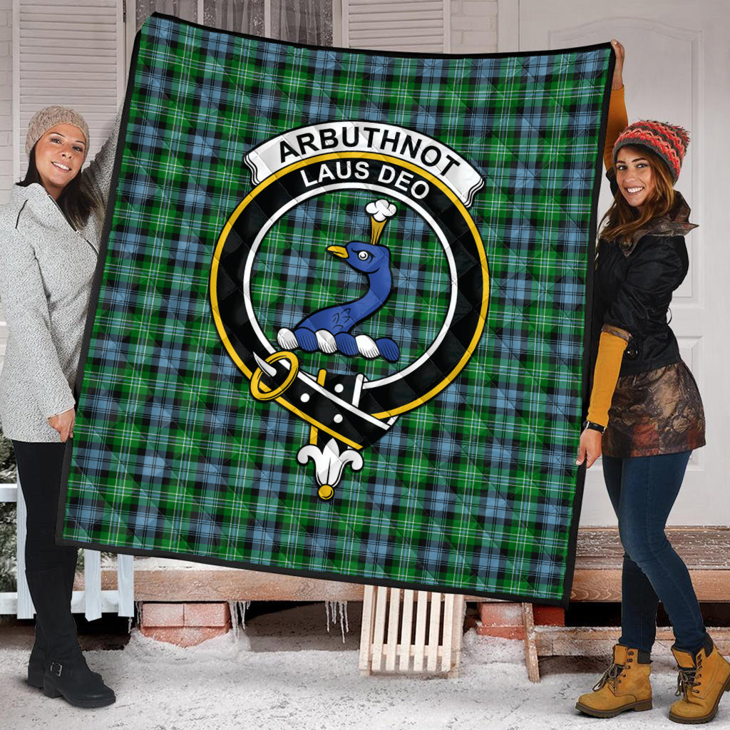 Arbuthnot Ancient Tartan Quilt with Family Crest - Tartanvibesclothing