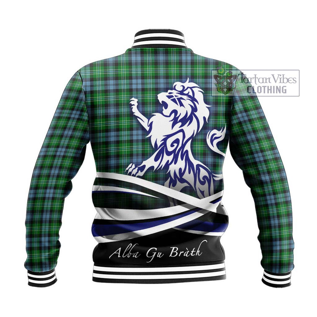 Arbuthnot Ancient Tartan Baseball Jacket with Alba Gu Brath Regal Lion Emblem - Tartanvibesclothing Shop