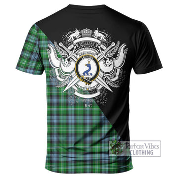 Arbuthnot Ancient Tartan T-Shirt with Family Crest and Military Logo Style