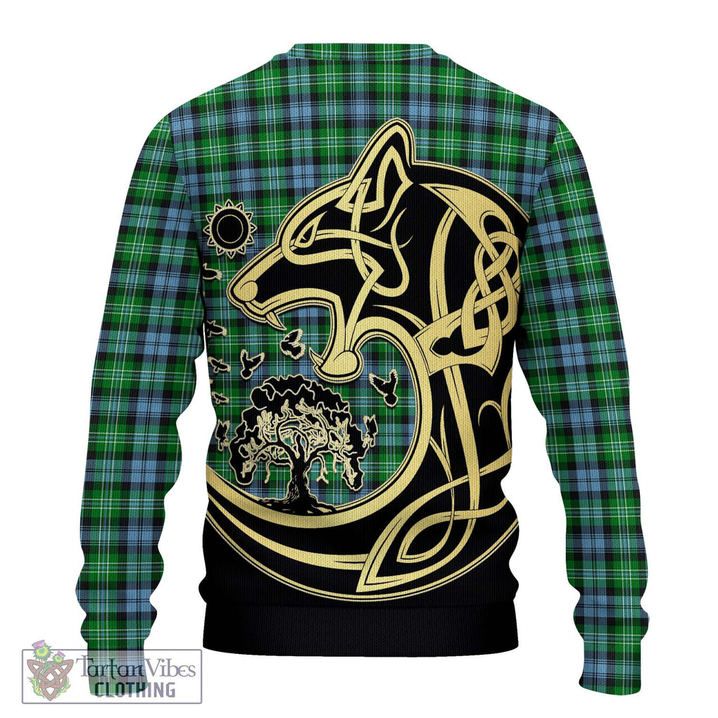 Arbuthnot Ancient Tartan Knitted Sweater with Family Crest Celtic Wolf Style - Tartan Vibes Clothing