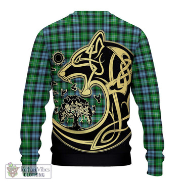 Arbuthnot Ancient Tartan Ugly Sweater with Family Crest Celtic Wolf Style