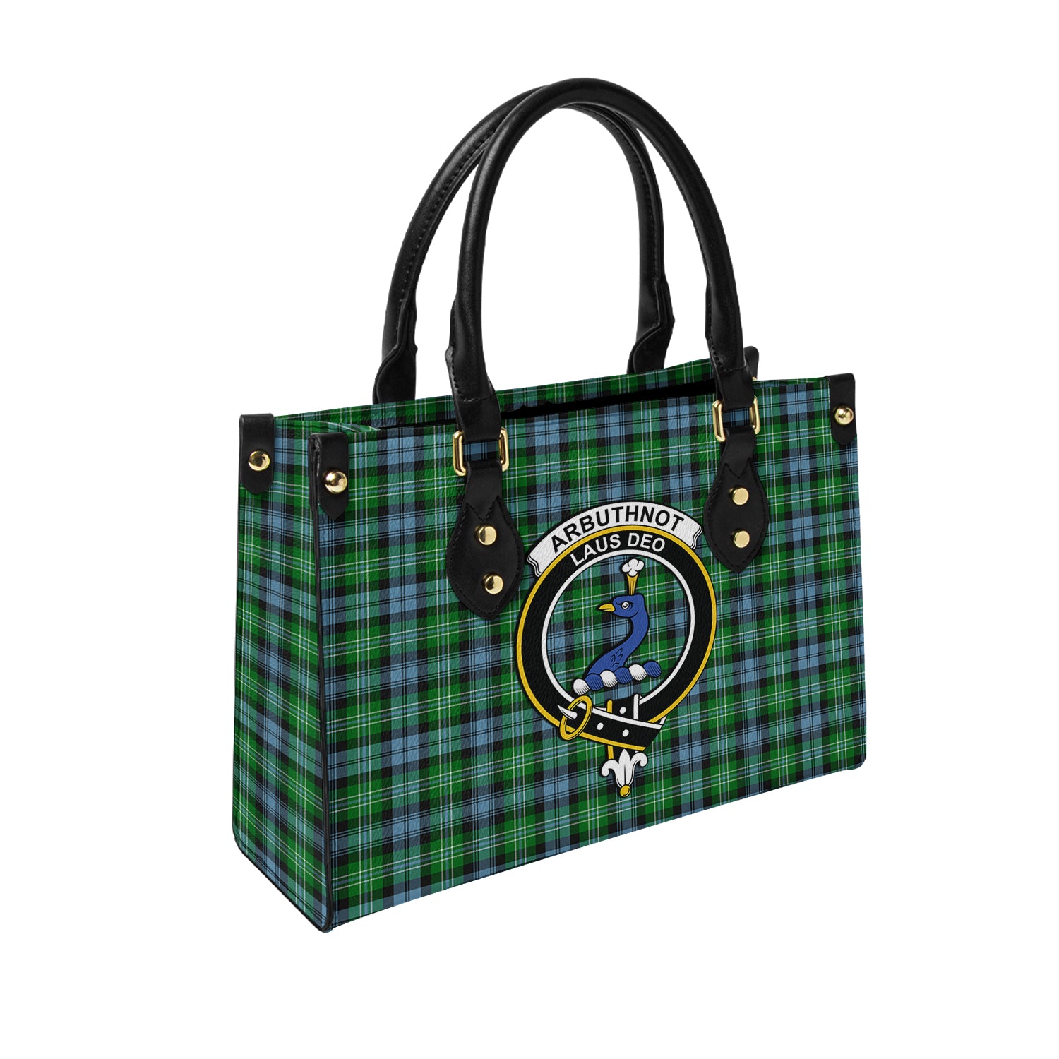 Arbuthnot Ancient Tartan Leather Bag with Family Crest - Tartanvibesclothing