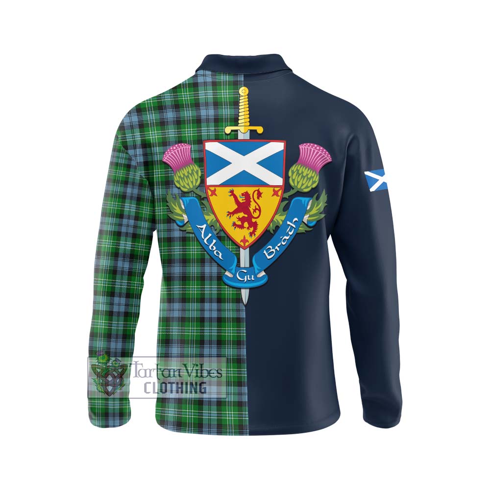 Tartan Vibes Clothing Arbuthnot Ancient Tartan Long Sleeve Polo Shirt with Scottish Lion Royal Arm Half Style