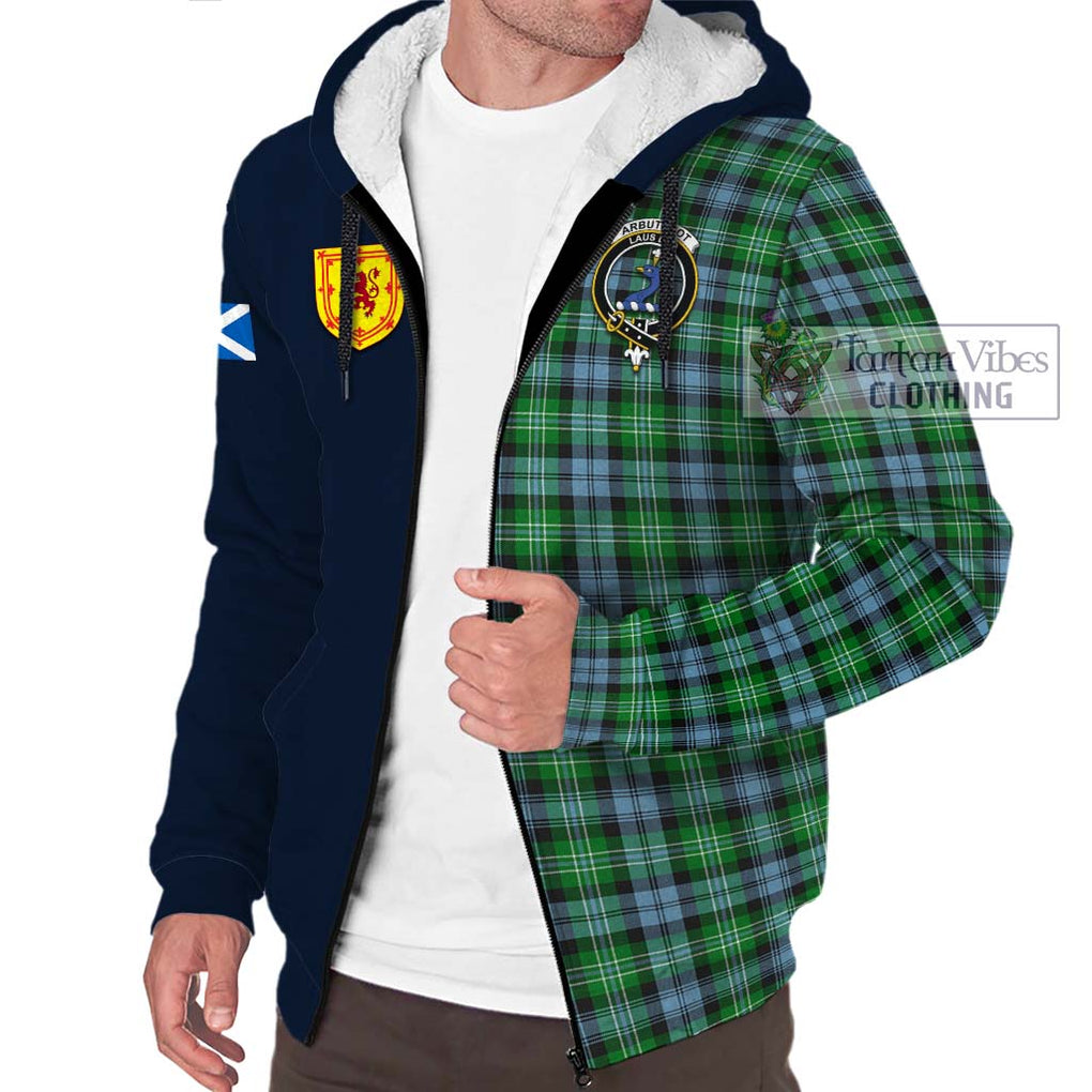 Tartan Vibes Clothing Arbuthnot Ancient Tartan Sherpa Hoodie with Scottish Lion Royal Arm Half Style