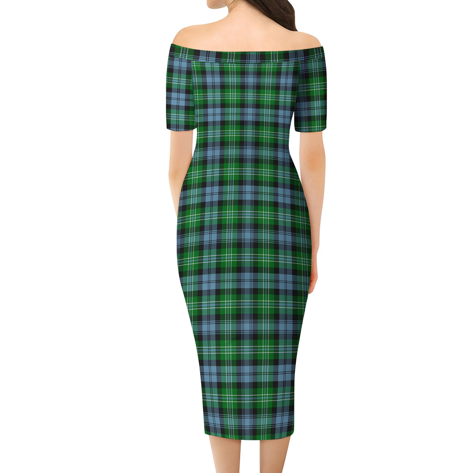 Arbuthnot Ancient Tartan Off Shoulder Lady Dress - Tartanvibesclothing