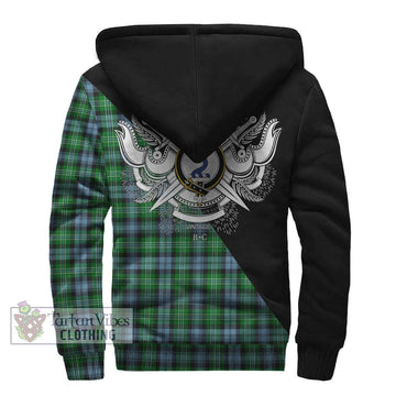 Arbuthnot Ancient Tartan Sherpa Hoodie with Family Crest and Military Logo Style