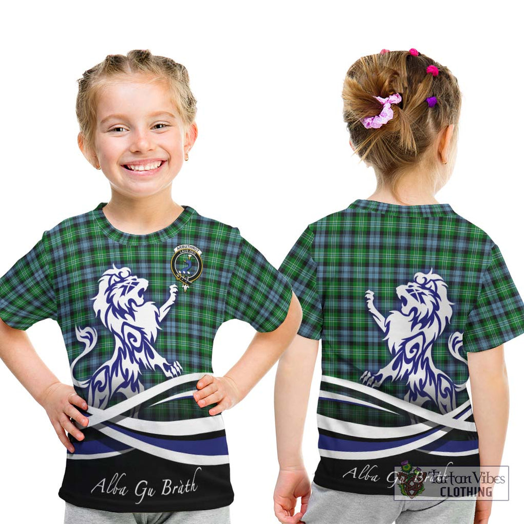 Arbuthnot Ancient Tartan Kid T-Shirt with Alba Gu Brath Regal Lion Emblem - Tartanvibesclothing Shop