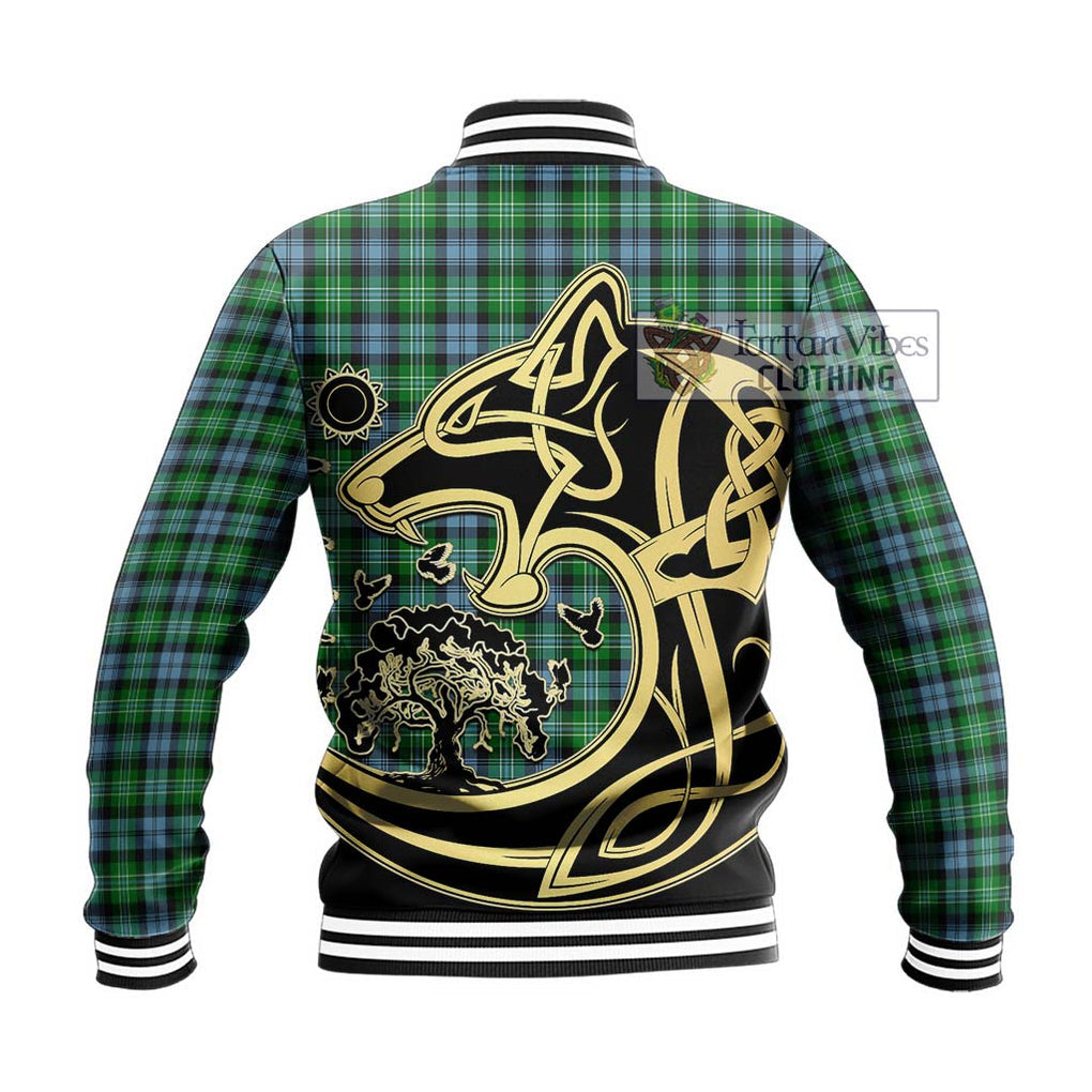 Arbuthnot Ancient Tartan Baseball Jacket with Family Crest Celtic Wolf Style - Tartan Vibes Clothing