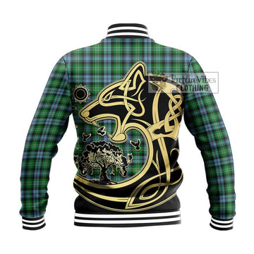 Arbuthnot Ancient Tartan Baseball Jacket with Family Crest Celtic Wolf Style