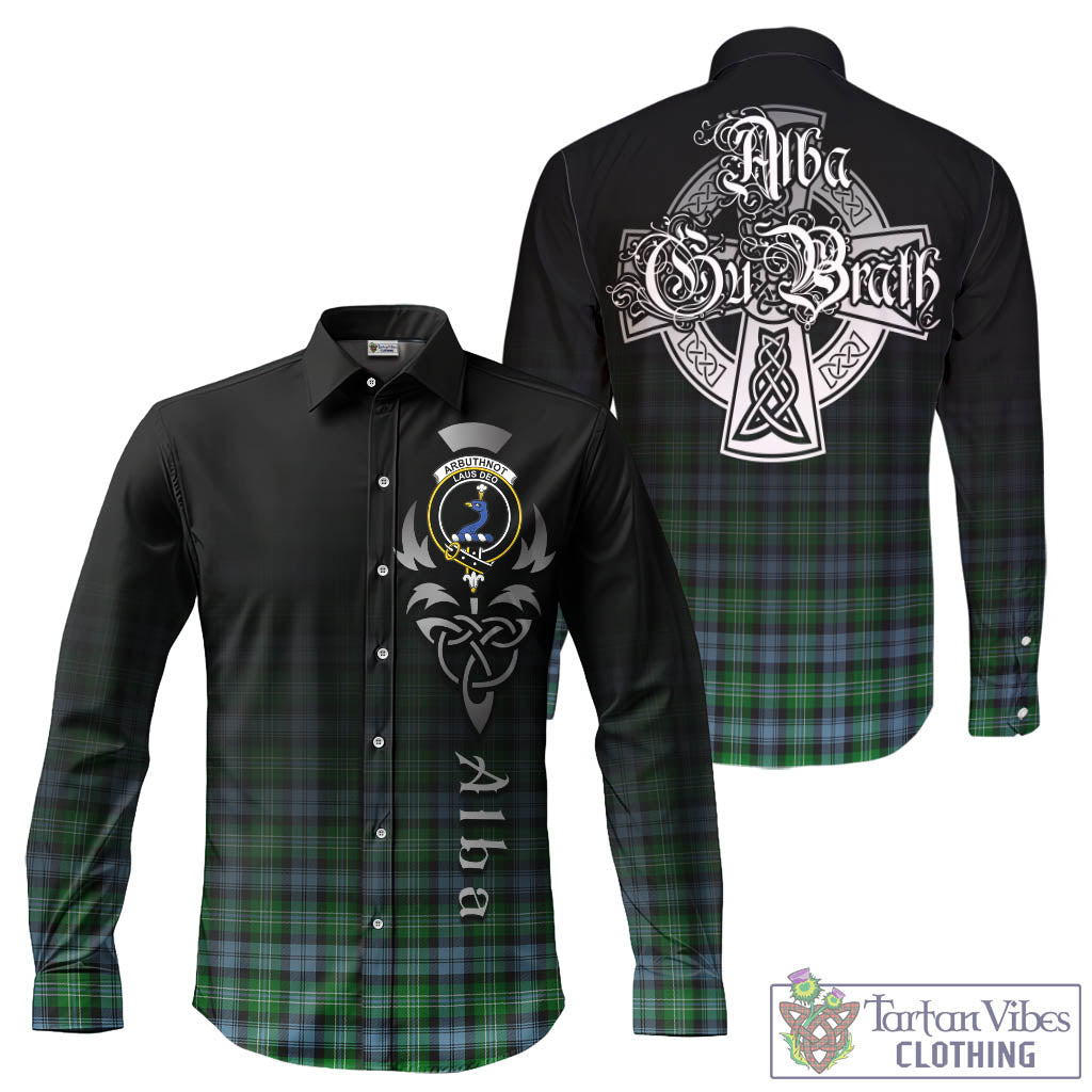 Tartan Vibes Clothing Arbuthnot Ancient Tartan Long Sleeve Button Up Featuring Alba Gu Brath Family Crest Celtic Inspired