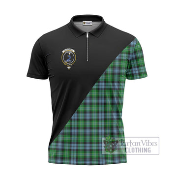 Arbuthnot Ancient Tartan Zipper Polo Shirt with Family Crest and Military Logo Style