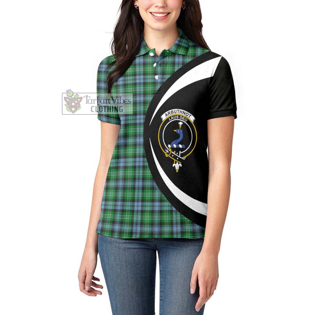 Arbuthnot Ancient Tartan Women's Polo Shirt with Family Crest Circle Style - Tartan Vibes Clothing