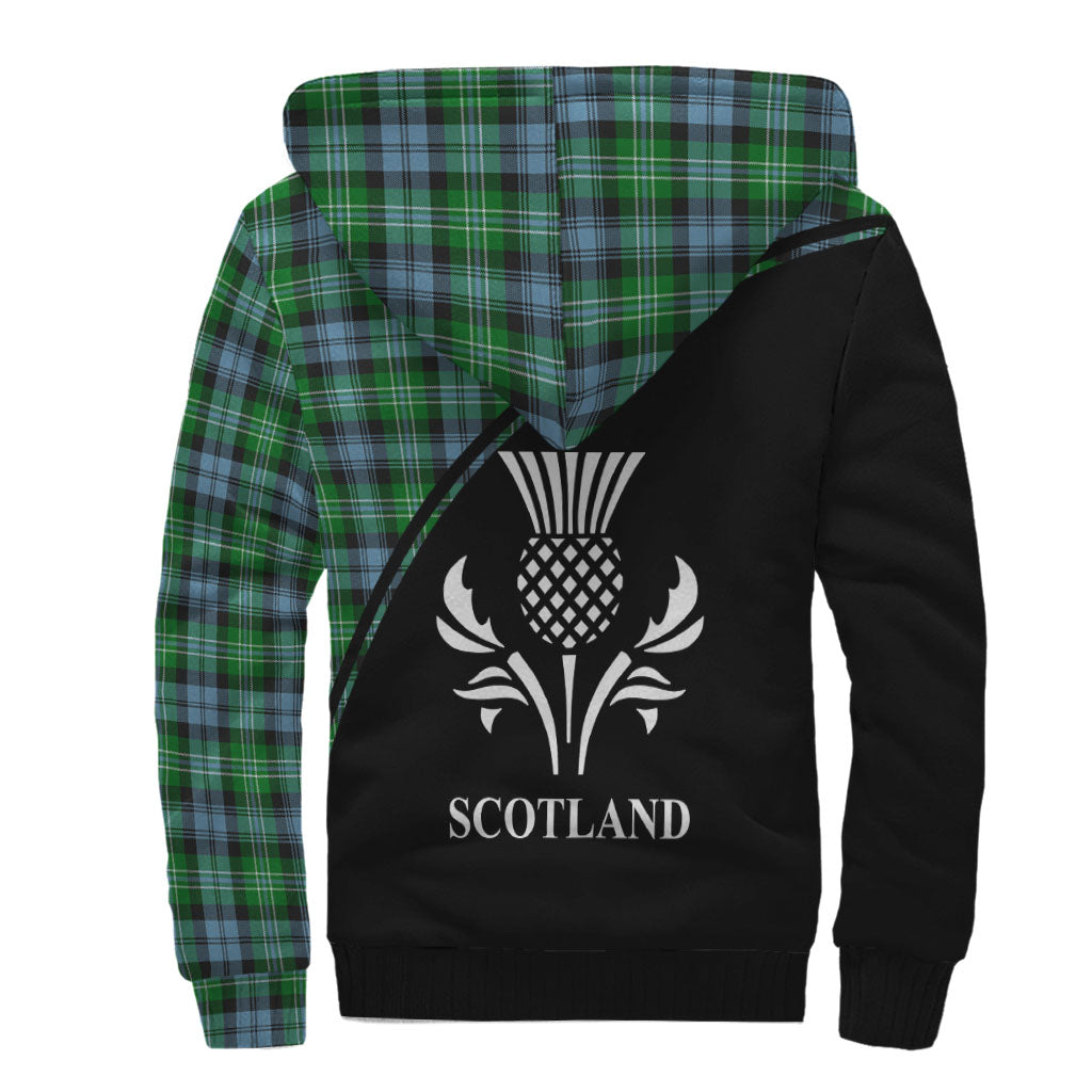 Arbuthnot Ancient Tartan Sherpa Hoodie with Family Crest Curve Style - Tartanvibesclothing