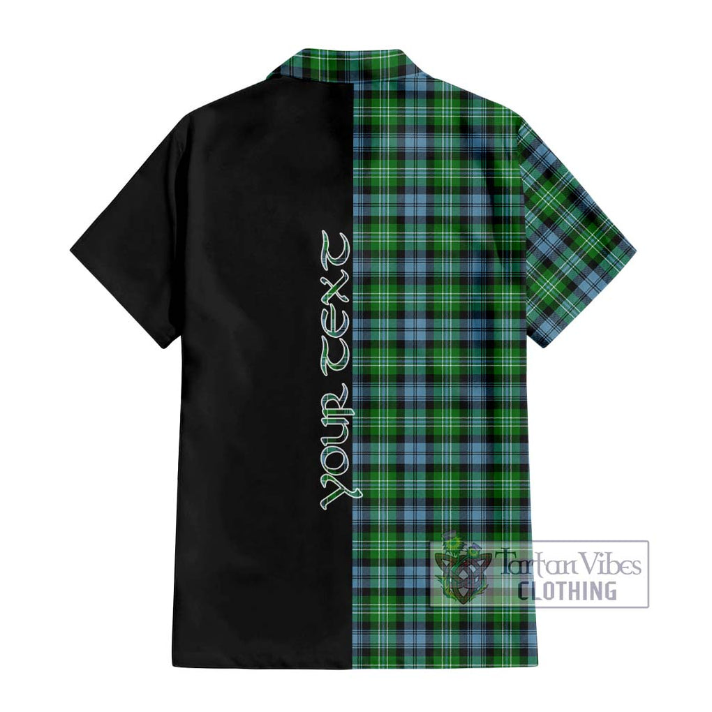 Arbuthnot Ancient Tartan Short Sleeve Button Shirt with Family Crest and Half Of Me Style - Tartanvibesclothing Shop