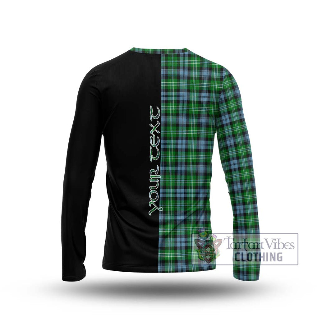 Arbuthnot Ancient Tartan Long Sleeve T-Shirt with Family Crest and Half Of Me Style - Tartanvibesclothing Shop