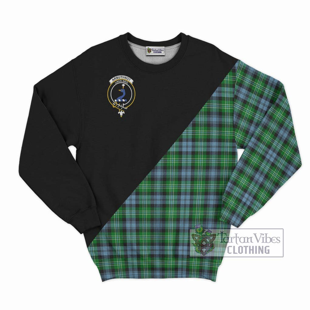 Arbuthnot Ancient Tartan Sweatshirt with Family Crest and Military Logo Style - Tartanvibesclothing Shop