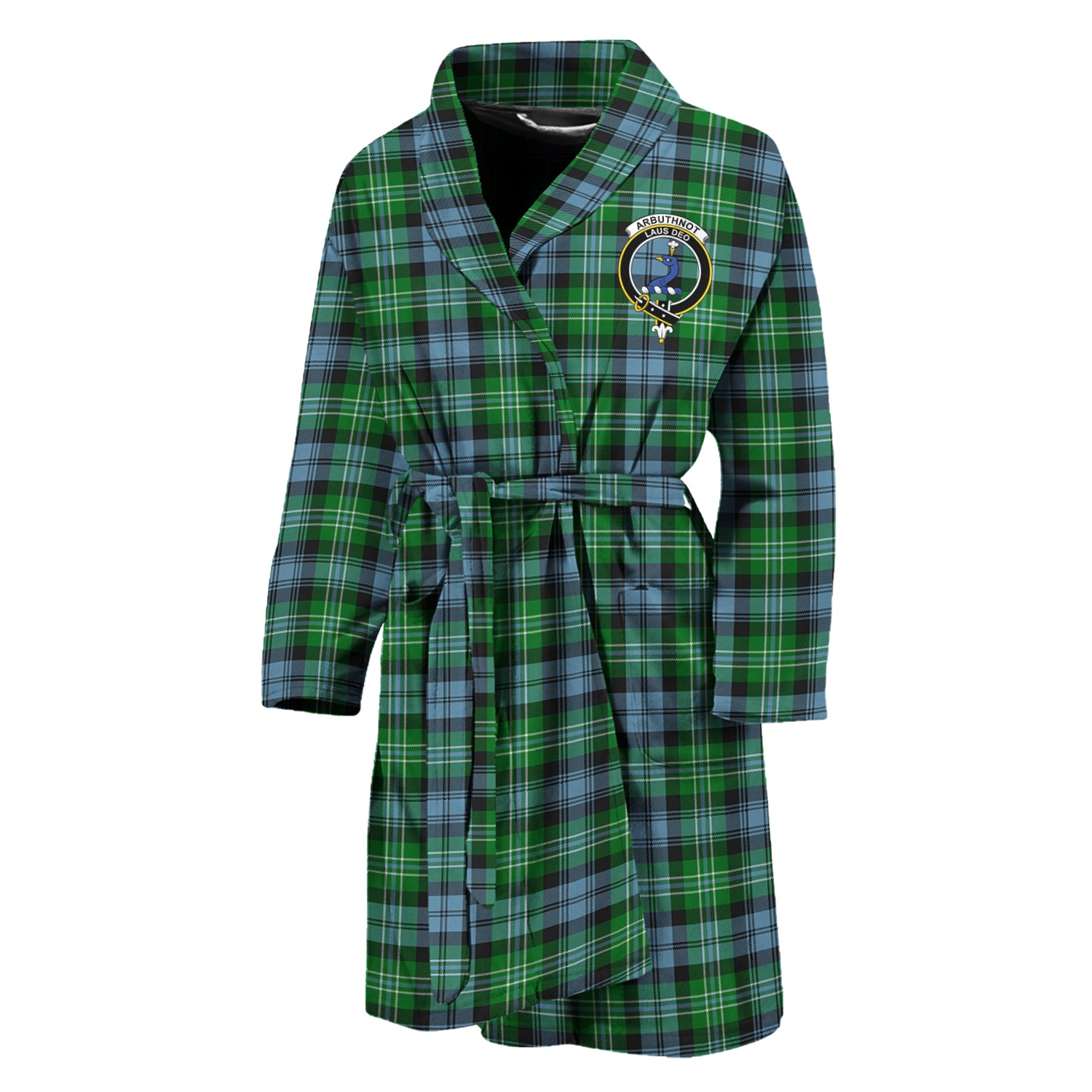 Arbuthnot Ancient Tartan Bathrobe with Family Crest Unisex M - Tartan Vibes Clothing