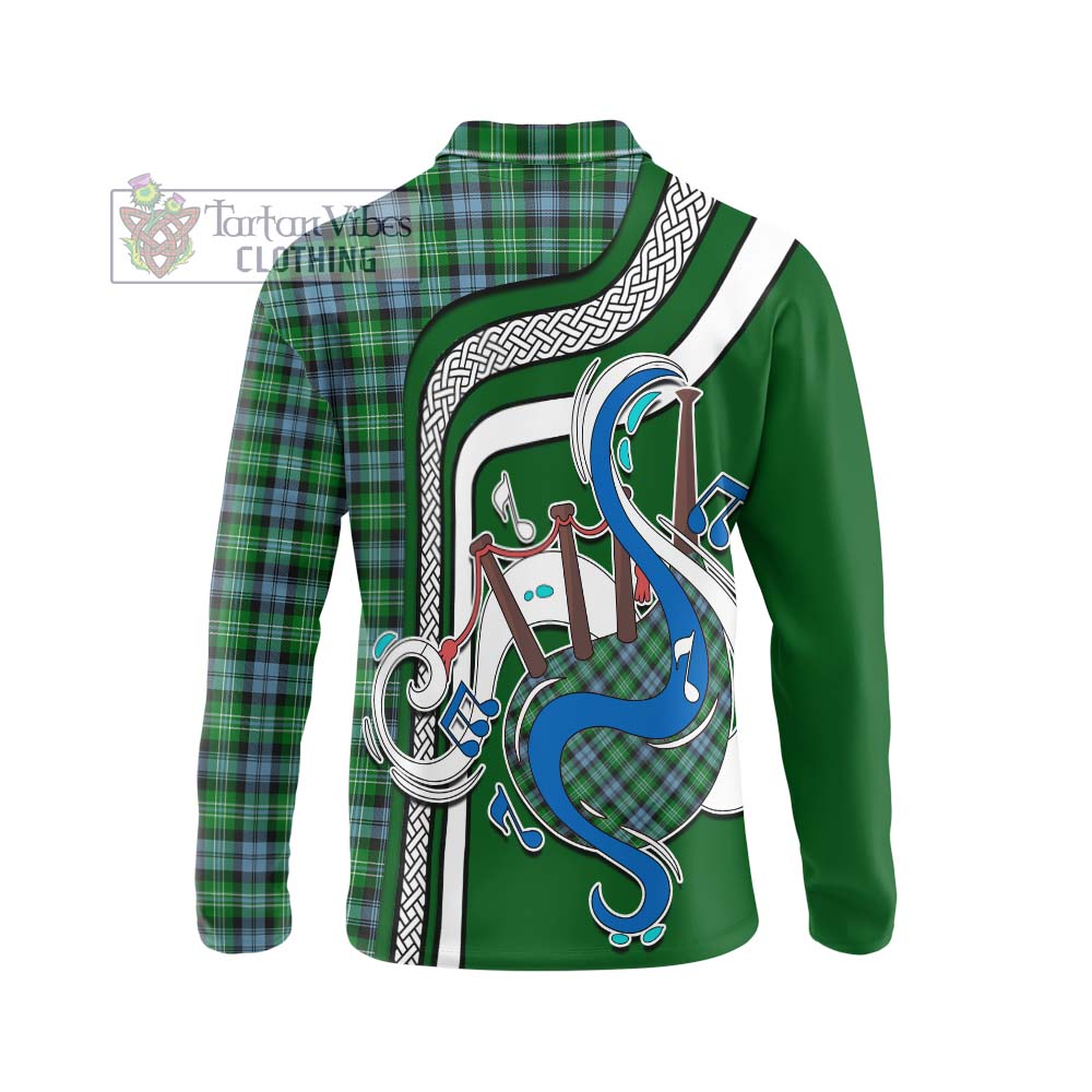 Tartan Vibes Clothing Arbuthnot Ancient Tartan Long Sleeve Polo Shirt with Epic Bagpipe Style