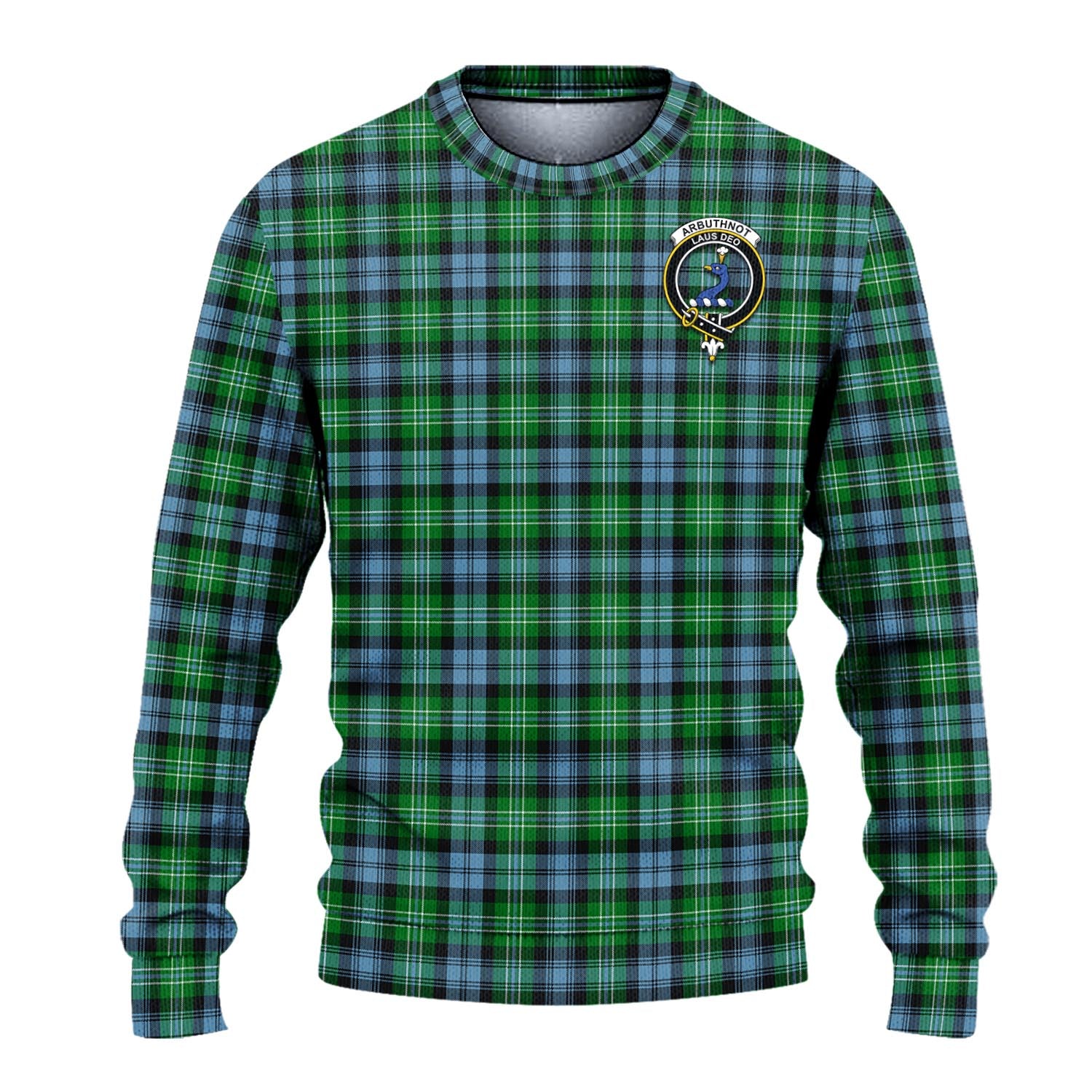 Arbuthnot Ancient Tartan Knitted Sweater with Family Crest - Tartanvibesclothing