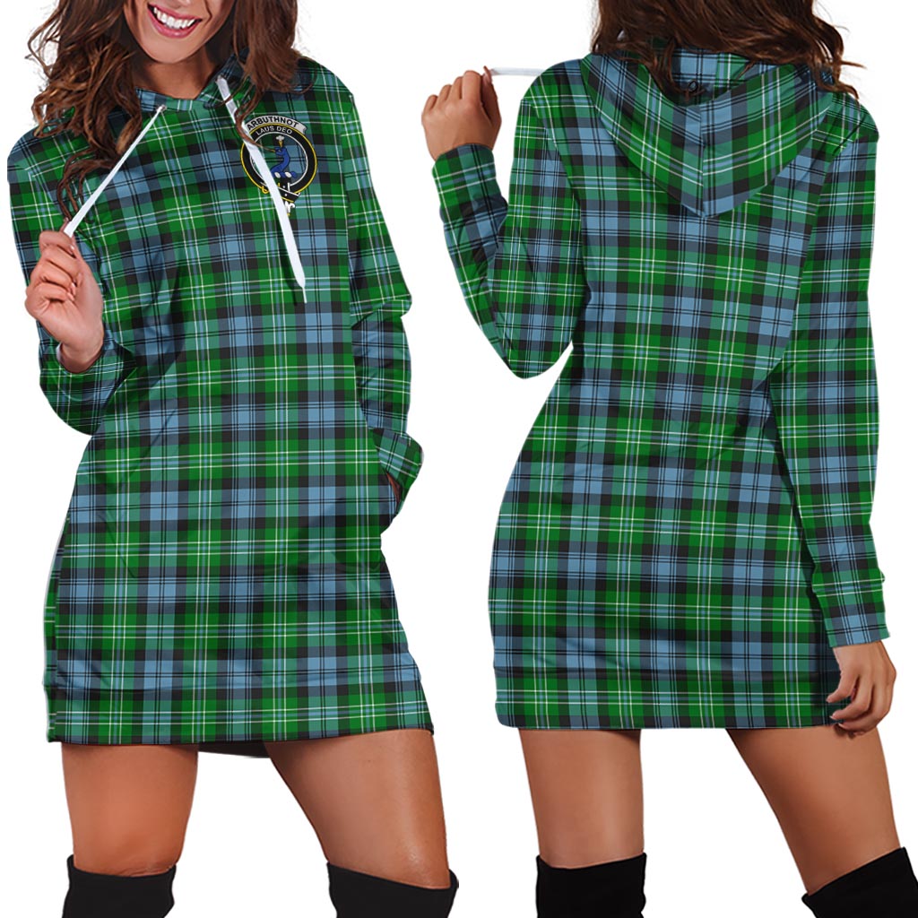 Arbuthnot Ancient Tartan Hoodie Dress with Family Crest - Tartan Vibes Clothing