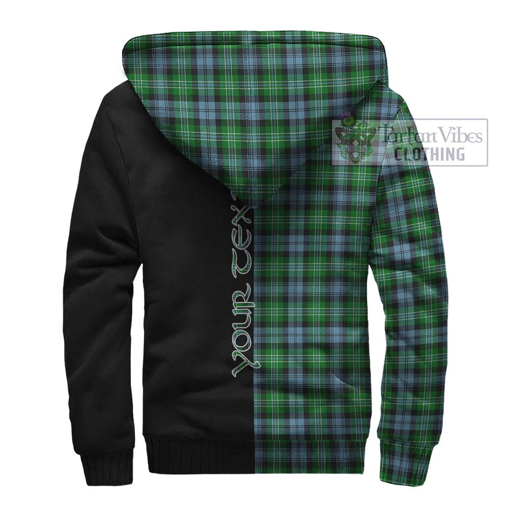 Arbuthnot Ancient Tartan Sherpa Hoodie with Family Crest and Half Of Me Style - Tartanvibesclothing Shop