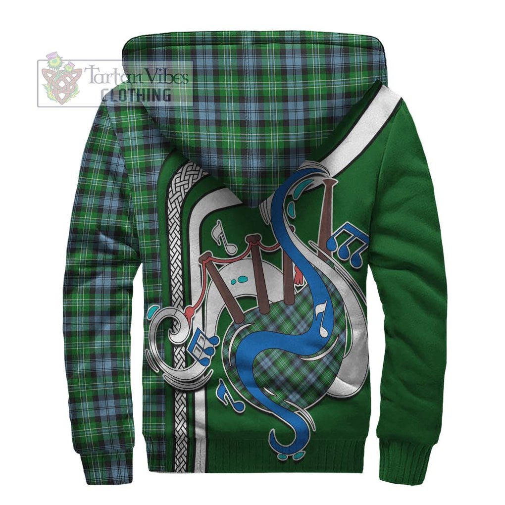 Arbuthnot Ancient Tartan Sherpa Hoodie with Epic Bagpipe Style - Tartanvibesclothing Shop