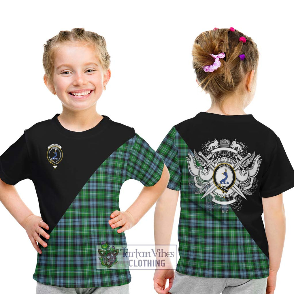 Arbuthnot Ancient Tartan Kid T-Shirt with Family Crest and Military Logo Style - Tartanvibesclothing Shop