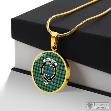 Arbuthnot Ancient Tartan Circle Necklace with Family Crest