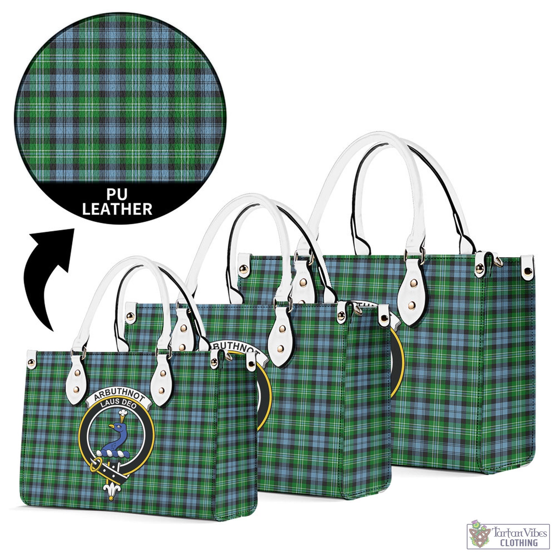 Tartan Vibes Clothing Arbuthnot Ancient Tartan Luxury Leather Handbags with Family Crest