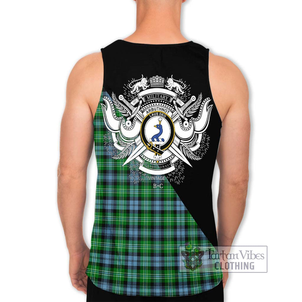 Arbuthnot Ancient Tartan Men's Tank Top with Family Crest and Military Logo Style - Tartanvibesclothing Shop