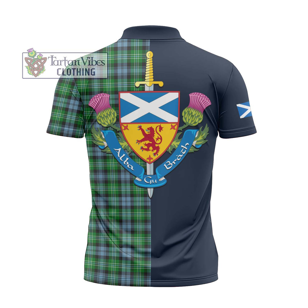 Tartan Vibes Clothing Arbuthnot Ancient Tartan Zipper Polo Shirt with Scottish Lion Royal Arm Half Style