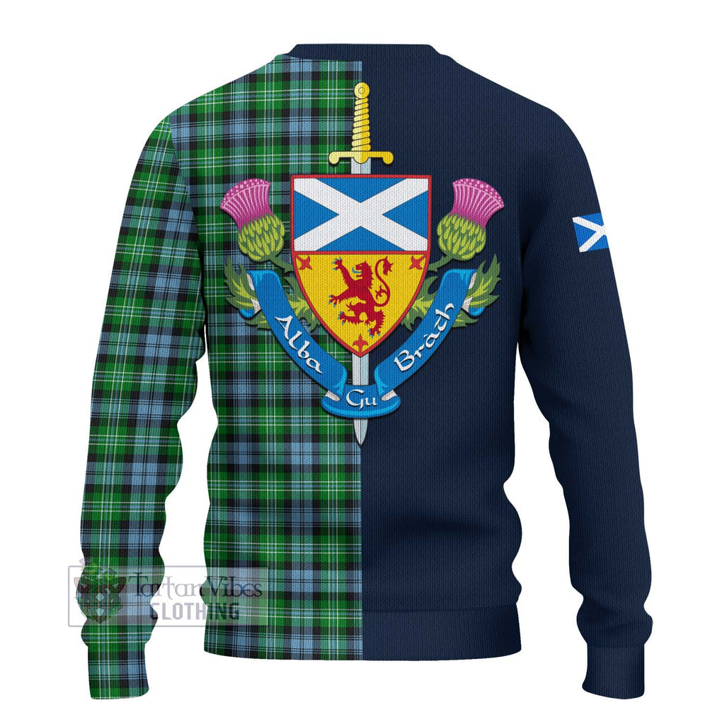 Tartan Vibes Clothing Arbuthnot Ancient Tartan Knitted Sweater with Scottish Lion Royal Arm Half Style