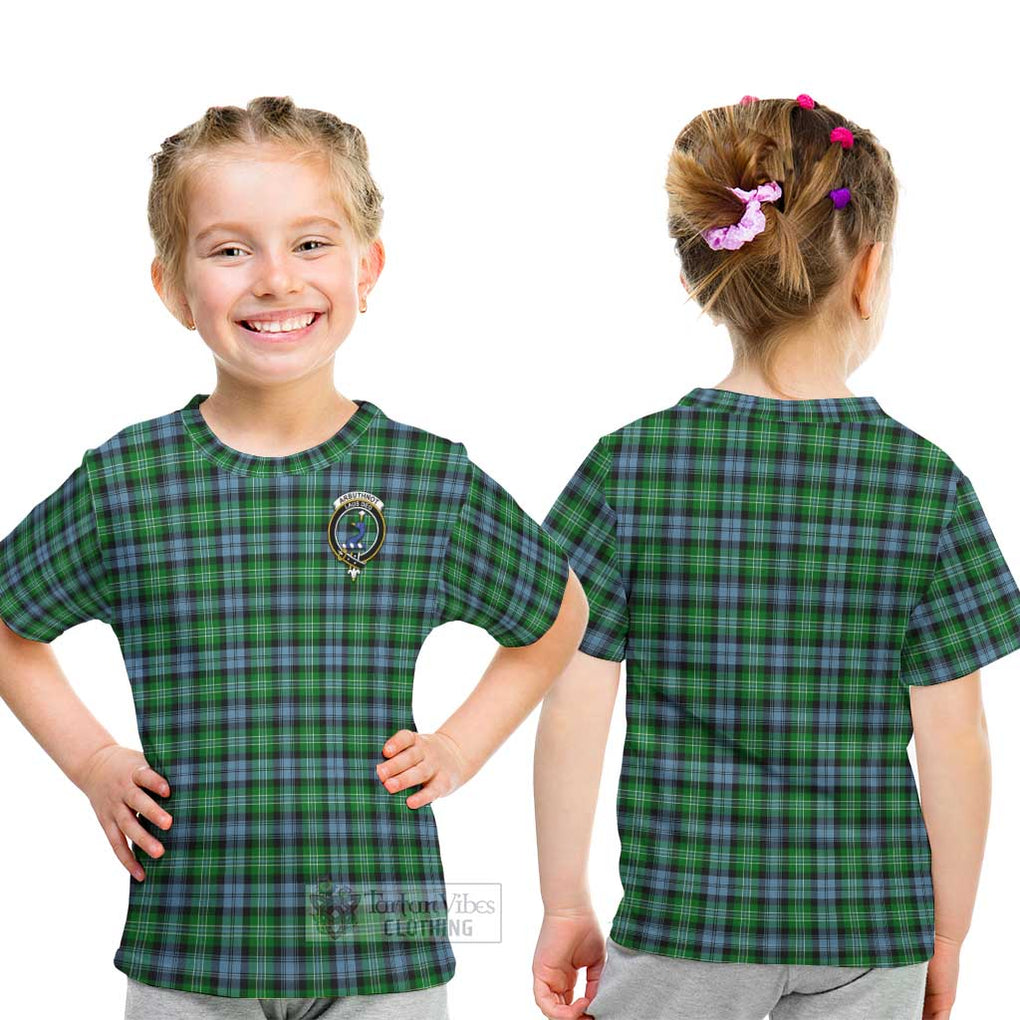 Arbuthnot Ancient Tartan Kid T-Shirt with Family Crest - Tartanvibesclothing Shop