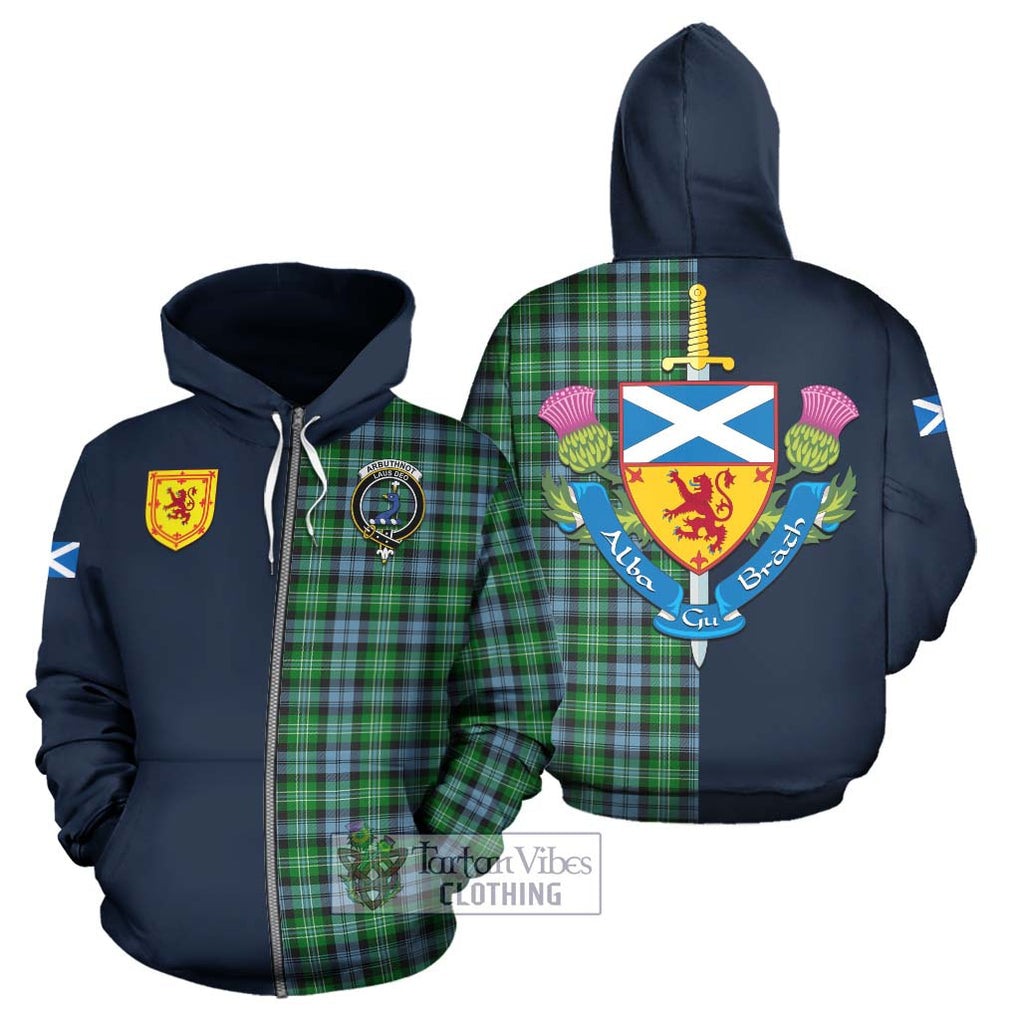 Tartan Vibes Clothing Arbuthnot Ancient Tartan Hoodie with Scottish Lion Royal Arm Half Style