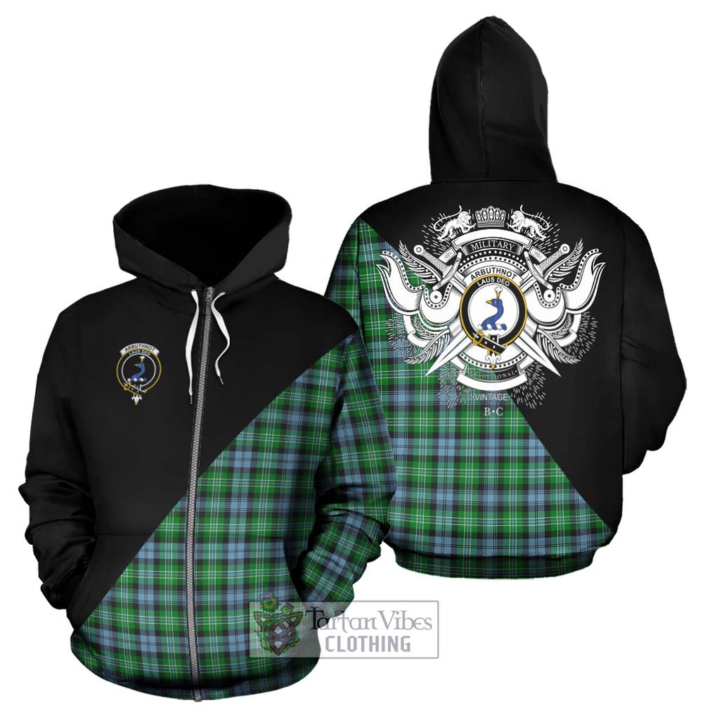 Arbuthnot Ancient Tartan Hoodie with Family Crest and Military Logo Style - Tartanvibesclothing Shop