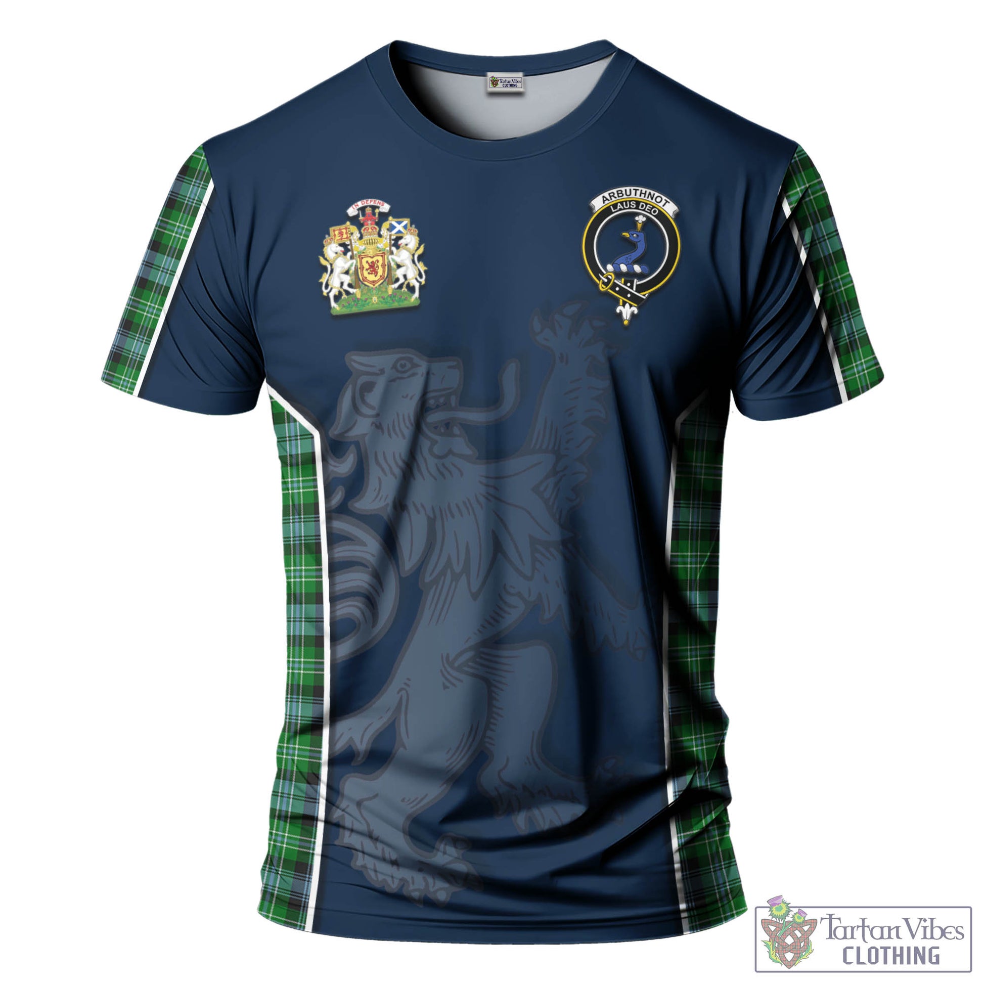 Tartan Vibes Clothing Arbuthnot Ancient Tartan T-Shirt with Family Crest and Lion Rampant Vibes Sport Style